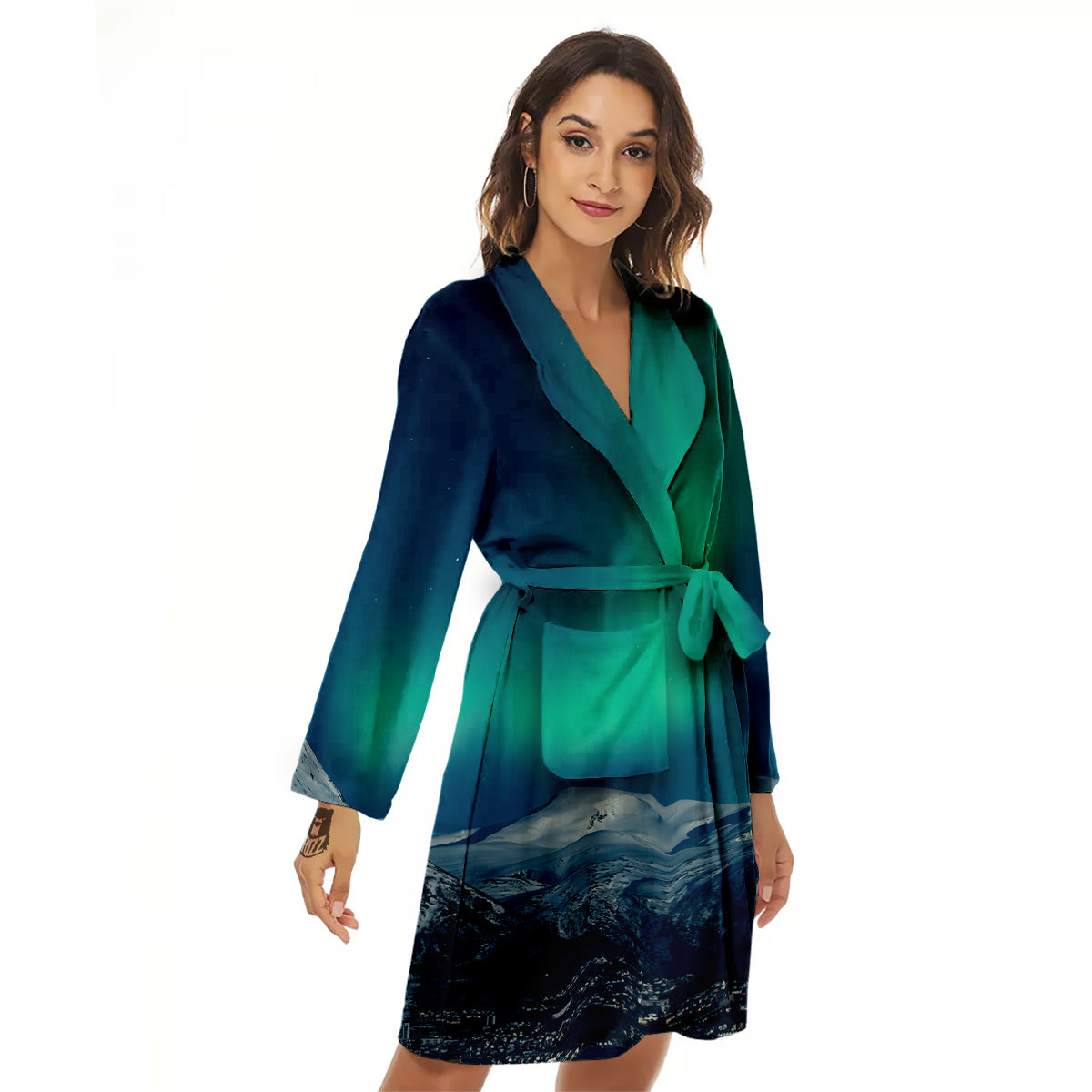 Northern Lights Print Women's Robe-grizzshop