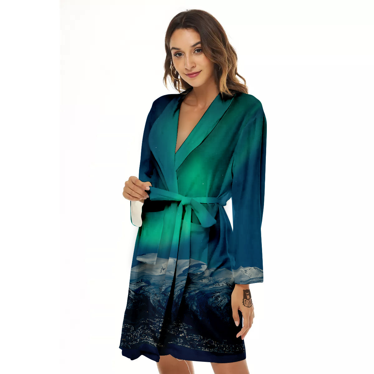 Northern Lights Print Women's Robe-grizzshop