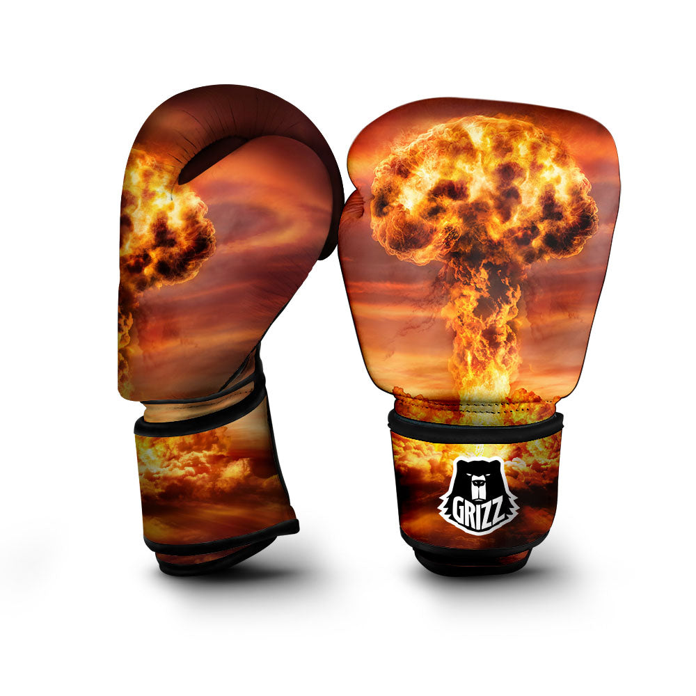Nuclear Bomb Explosion Print Boxing Gloves-grizzshop