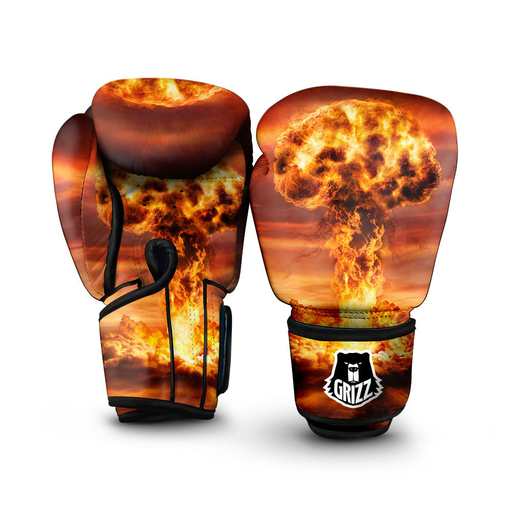 Nuclear Bomb Explosion Print Boxing Gloves-grizzshop