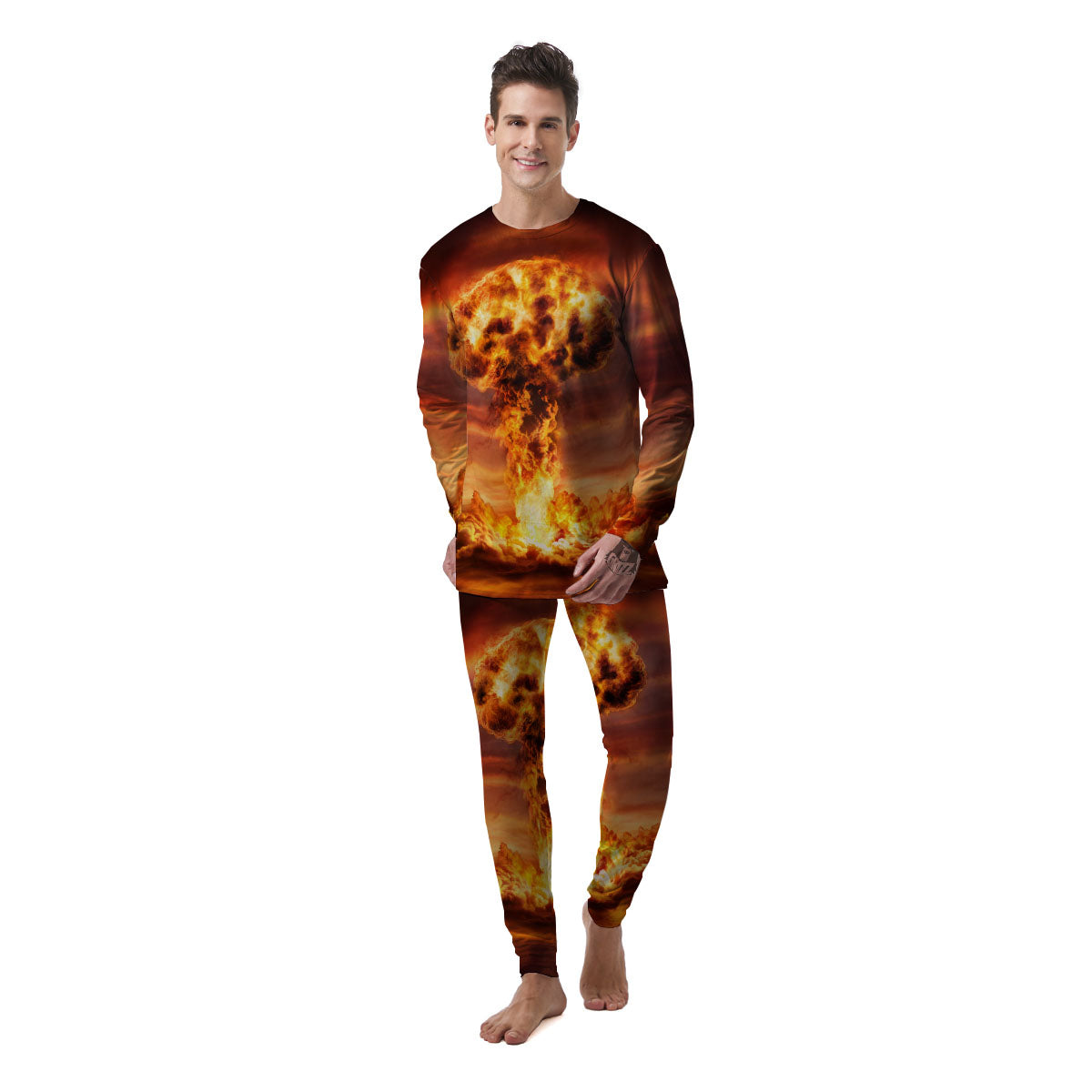 Nuclear Bomb Explosion Print Men's Pajamas-grizzshop