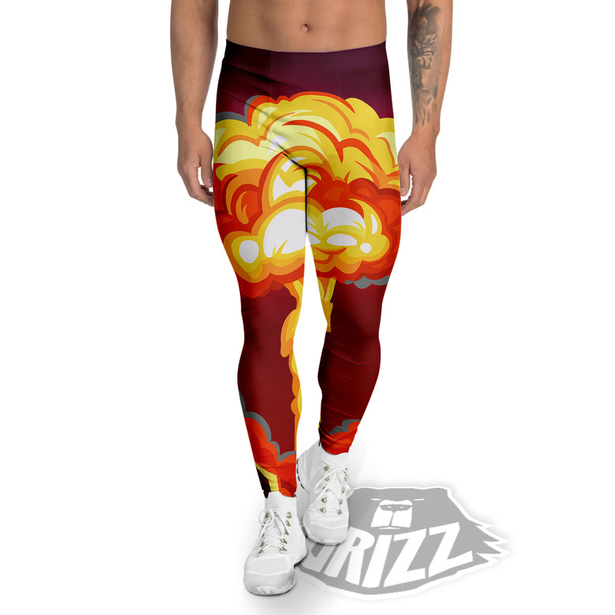 Nuclear Explosion In City Print Men's Leggings-grizzshop