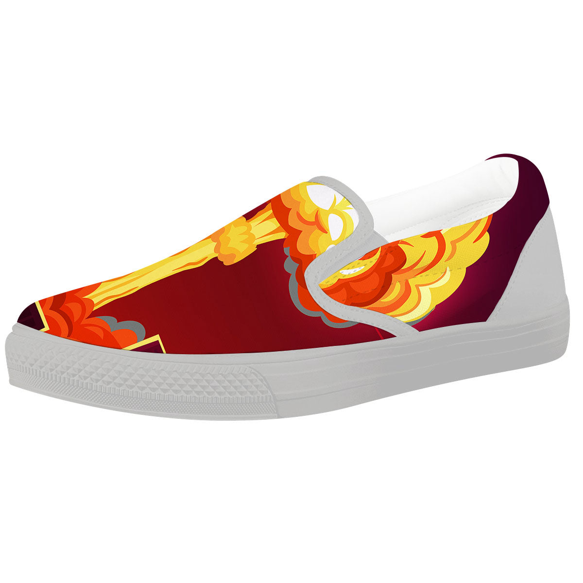 Nuclear Explosion In City Print White Slip On Shoes-grizzshop