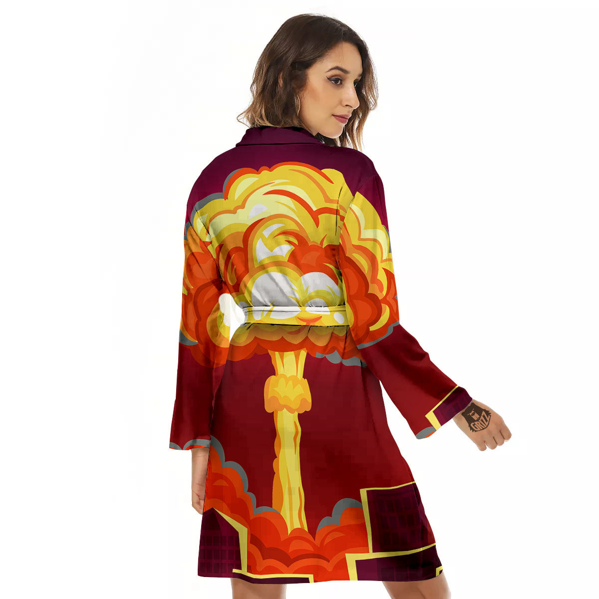 Nuclear Explosion In City Print Women's Robe-grizzshop