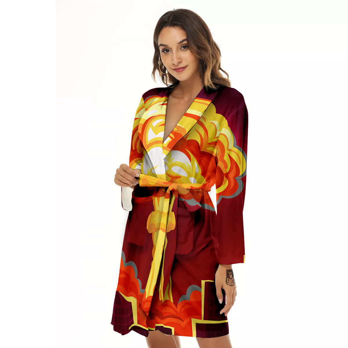 Nuclear Explosion In City Print Women's Robe-grizzshop