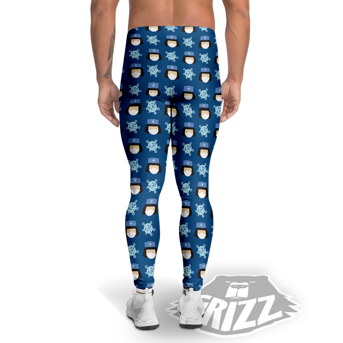 Nurse Cute Cartoon Print Pattern Men's Leggings-grizzshop