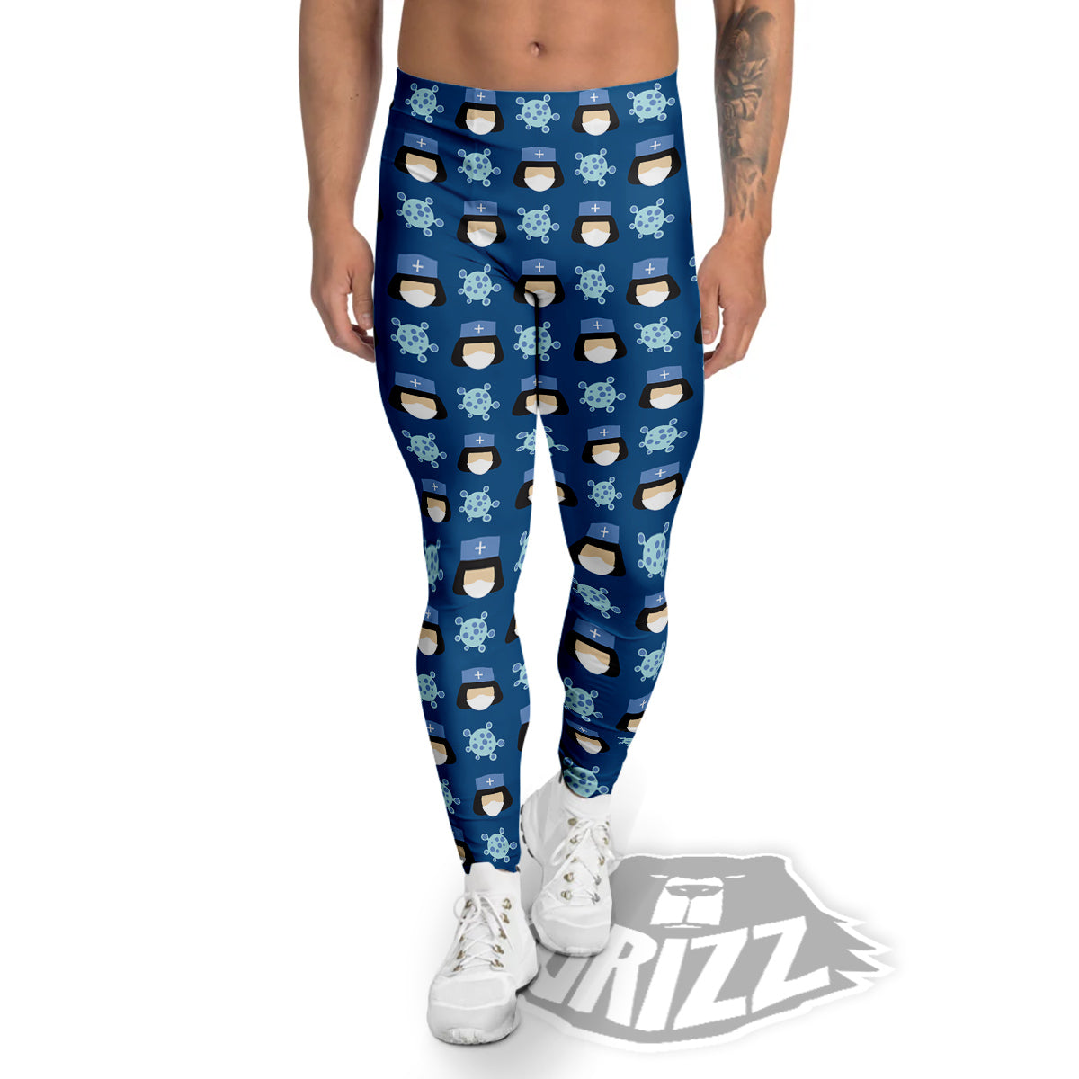 Nurse Cute Cartoon Print Pattern Men's Leggings-grizzshop