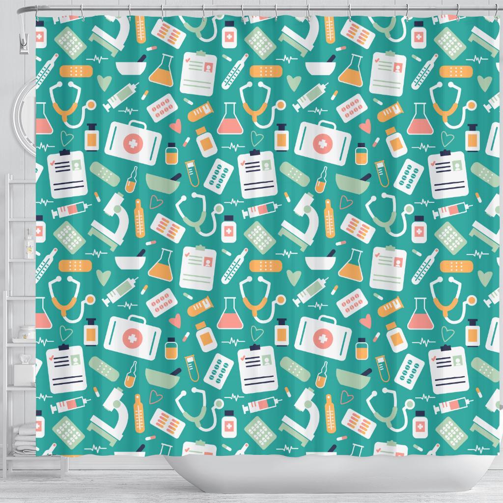 Nurse Pattern Print Bathroom Shower Curtain-grizzshop