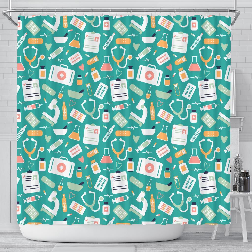 Nurse Pattern Print Bathroom Shower Curtain-grizzshop