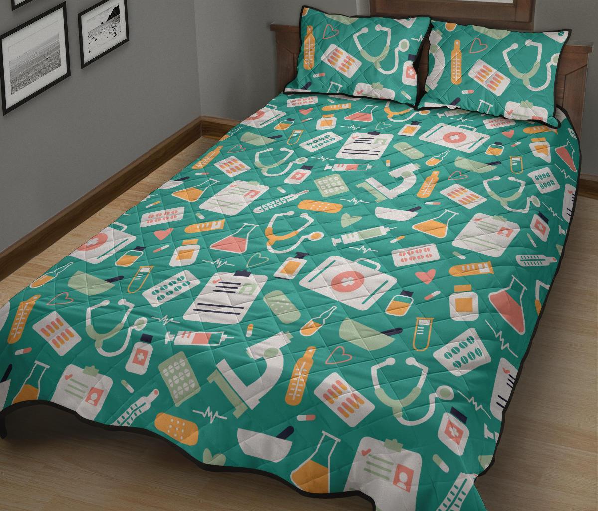 Nurse Pattern Print Bed Set Quilt-grizzshop