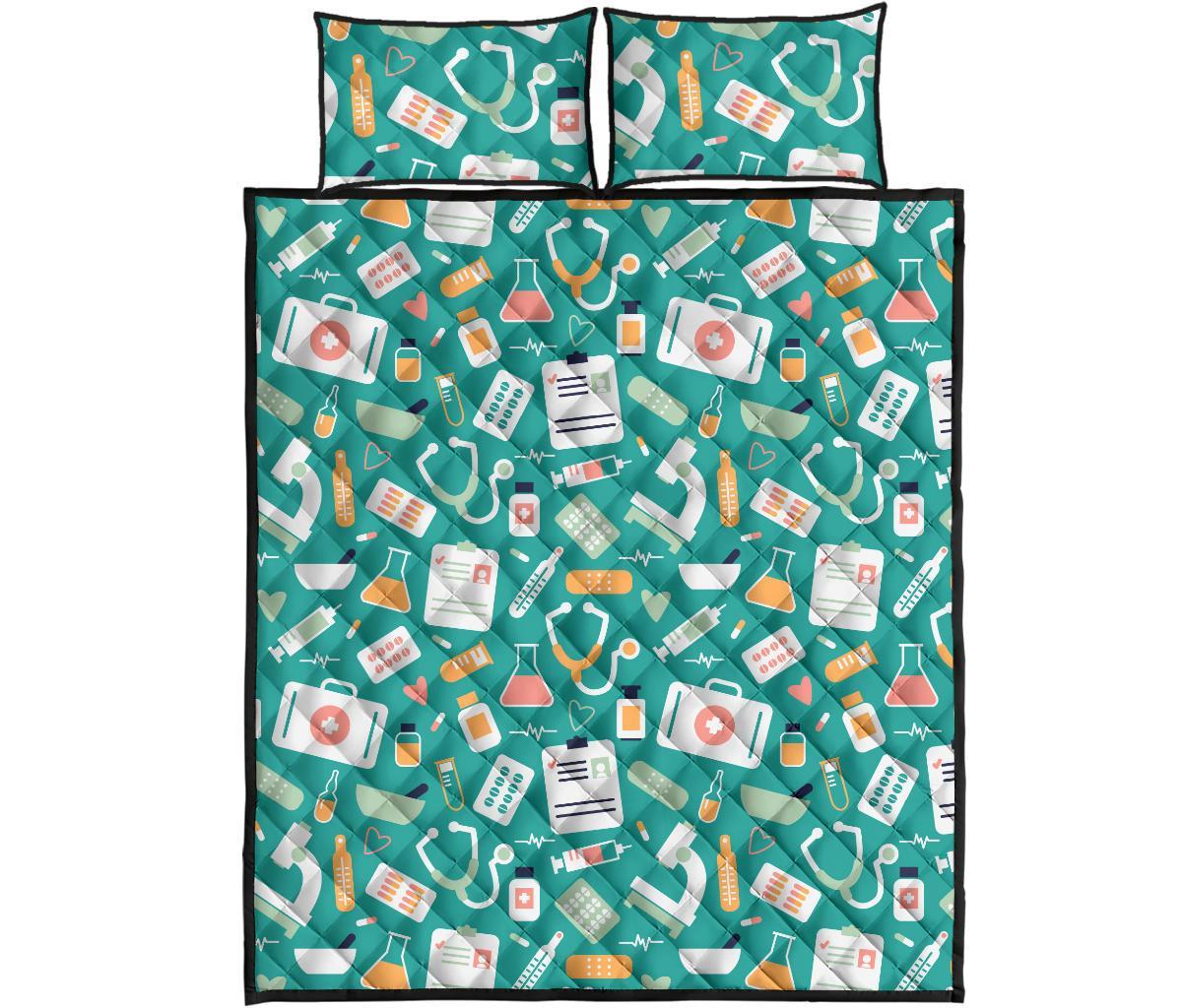 Nurse Pattern Print Bed Set Quilt-grizzshop