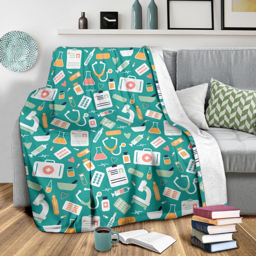 Nurse Pattern Print Blanket-grizzshop