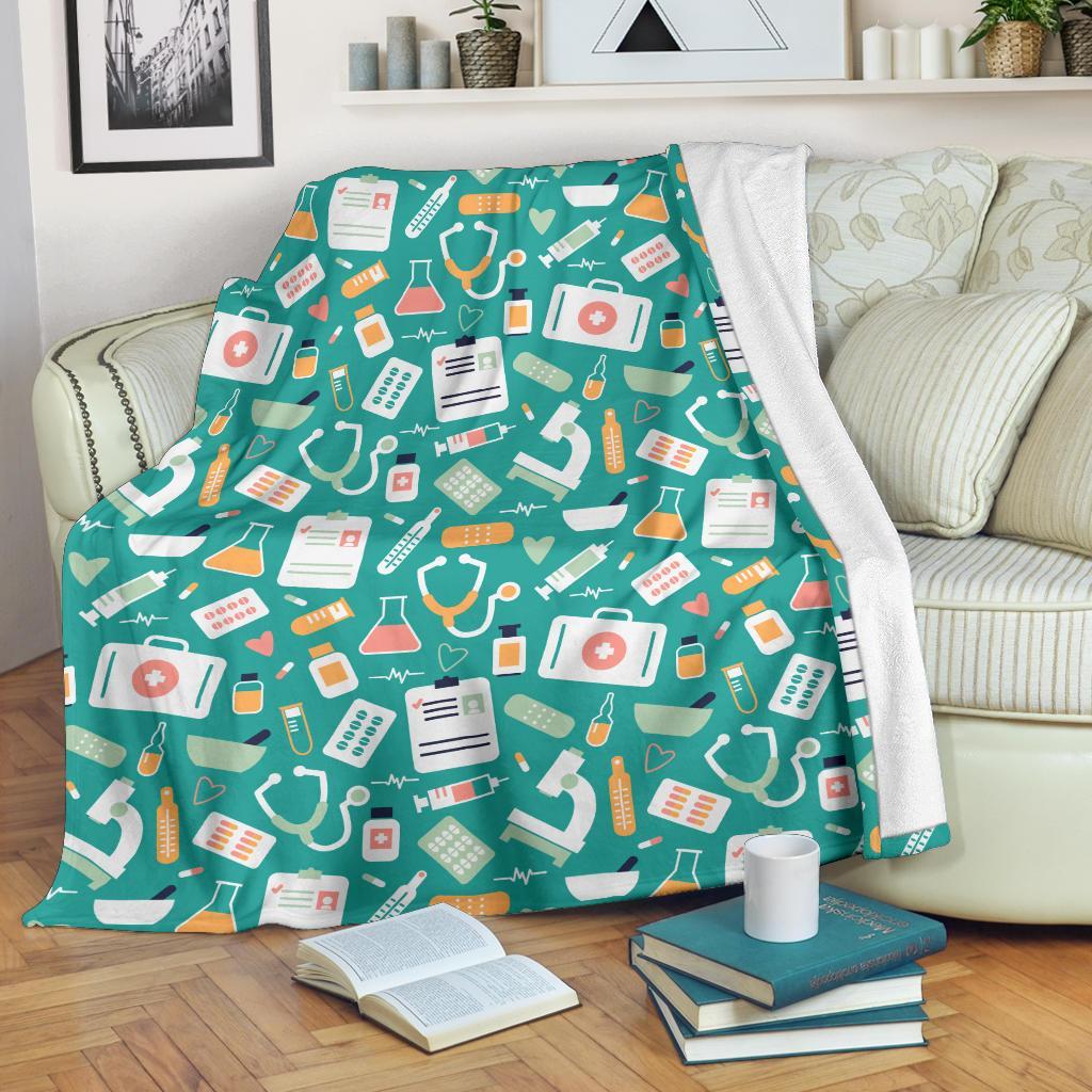 Nurse Pattern Print Blanket-grizzshop