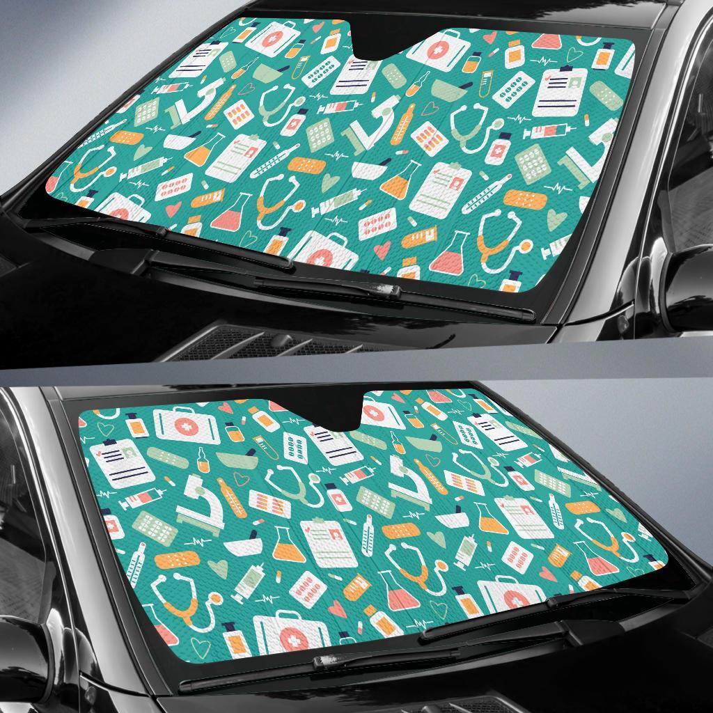 Nurse Pattern Print Car Sun Shade-grizzshop