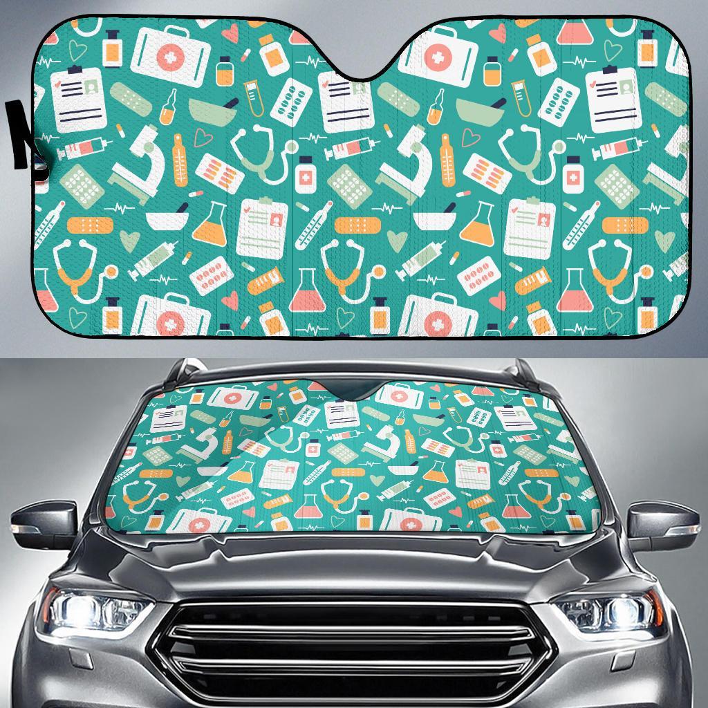 Nurse Pattern Print Car Sun Shade-grizzshop