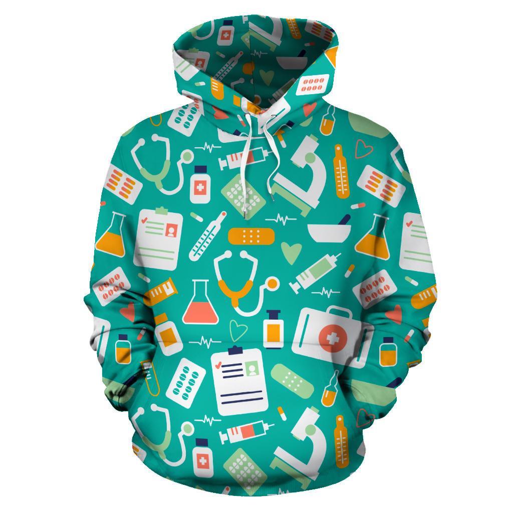 Nurse Pattern Print Men Women Pullover Hoodie-grizzshop