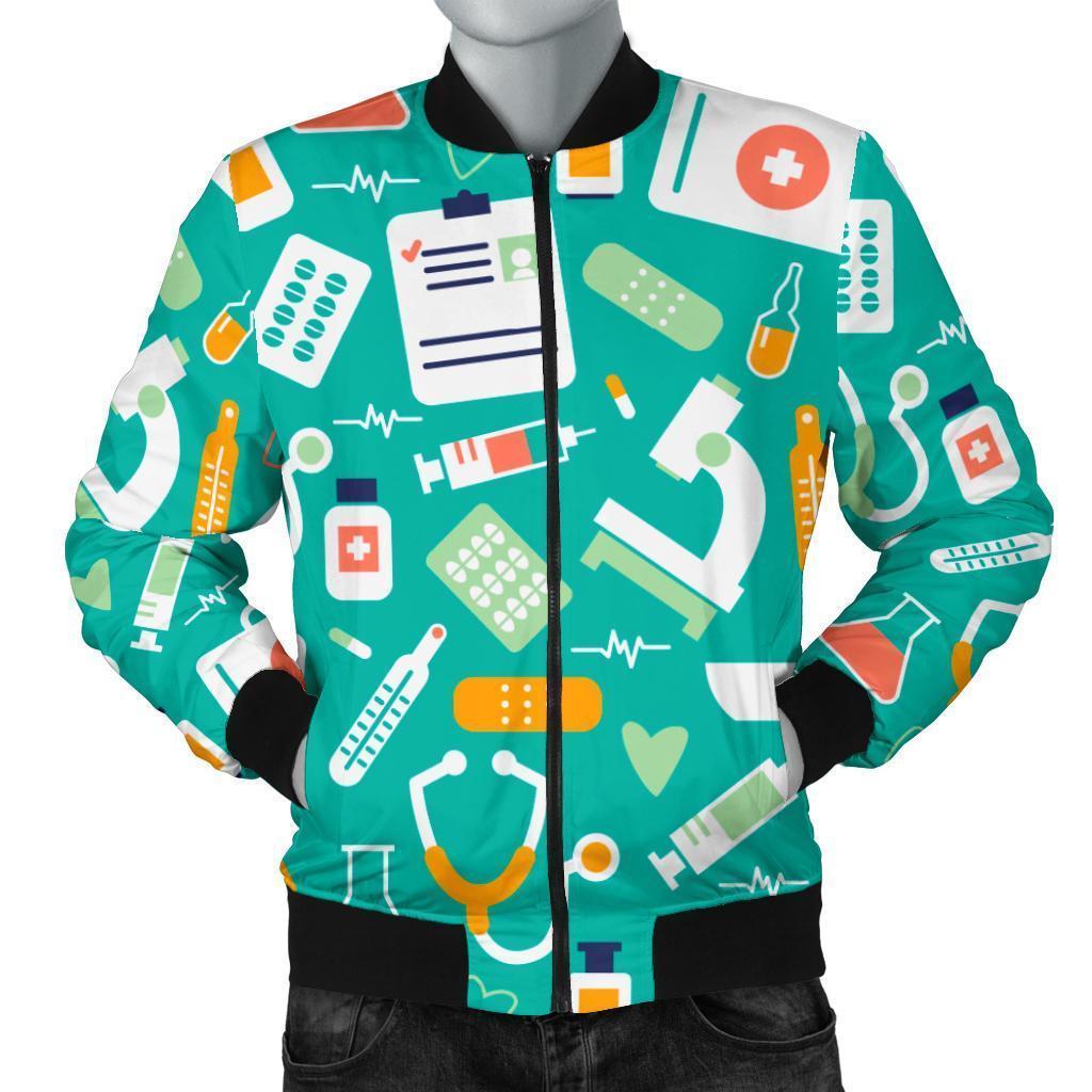 Nurse Pattern Print Men's Bomber Jacket-grizzshop