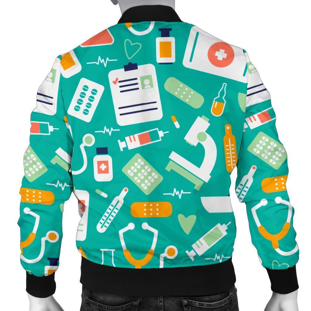 Nurse Pattern Print Men's Bomber Jacket-grizzshop