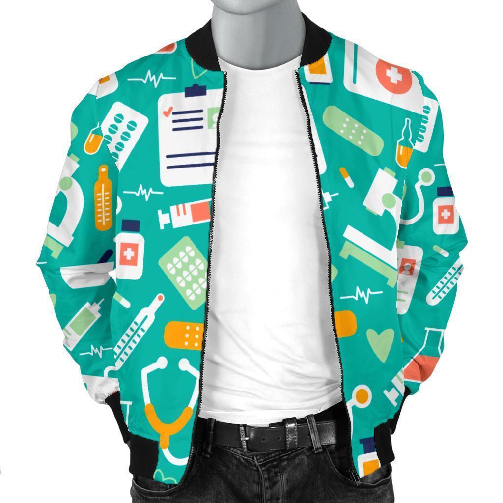 Nurse Pattern Print Men's Bomber Jacket-grizzshop