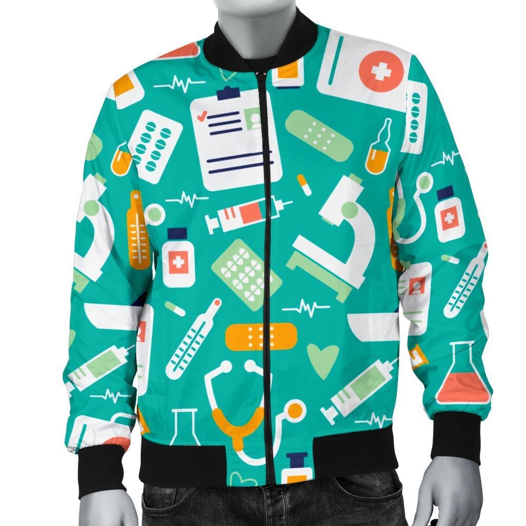 Nurse Pattern Print Men's Bomber Jacket-grizzshop