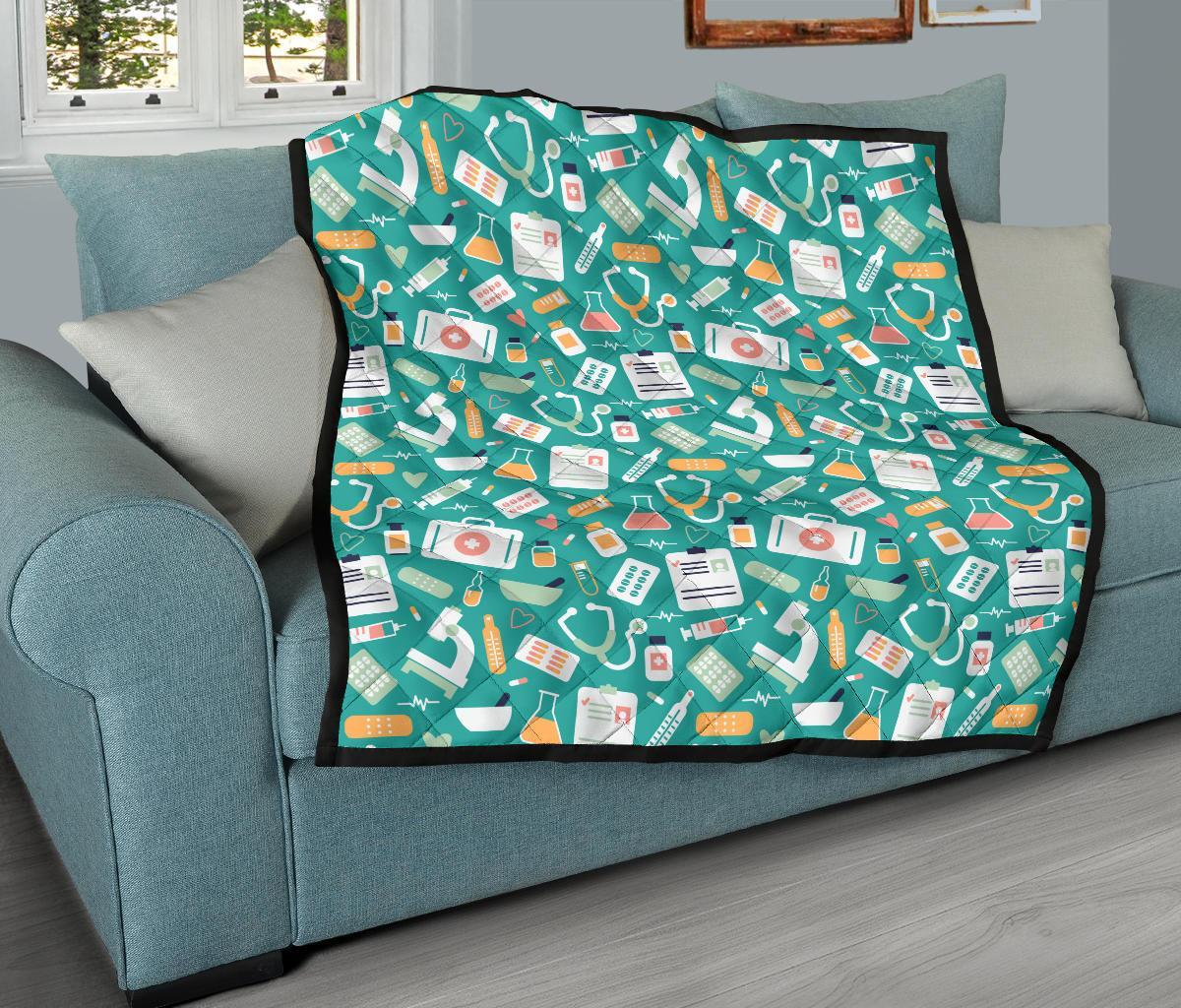 Nurse Pattern Print Quilt-grizzshop