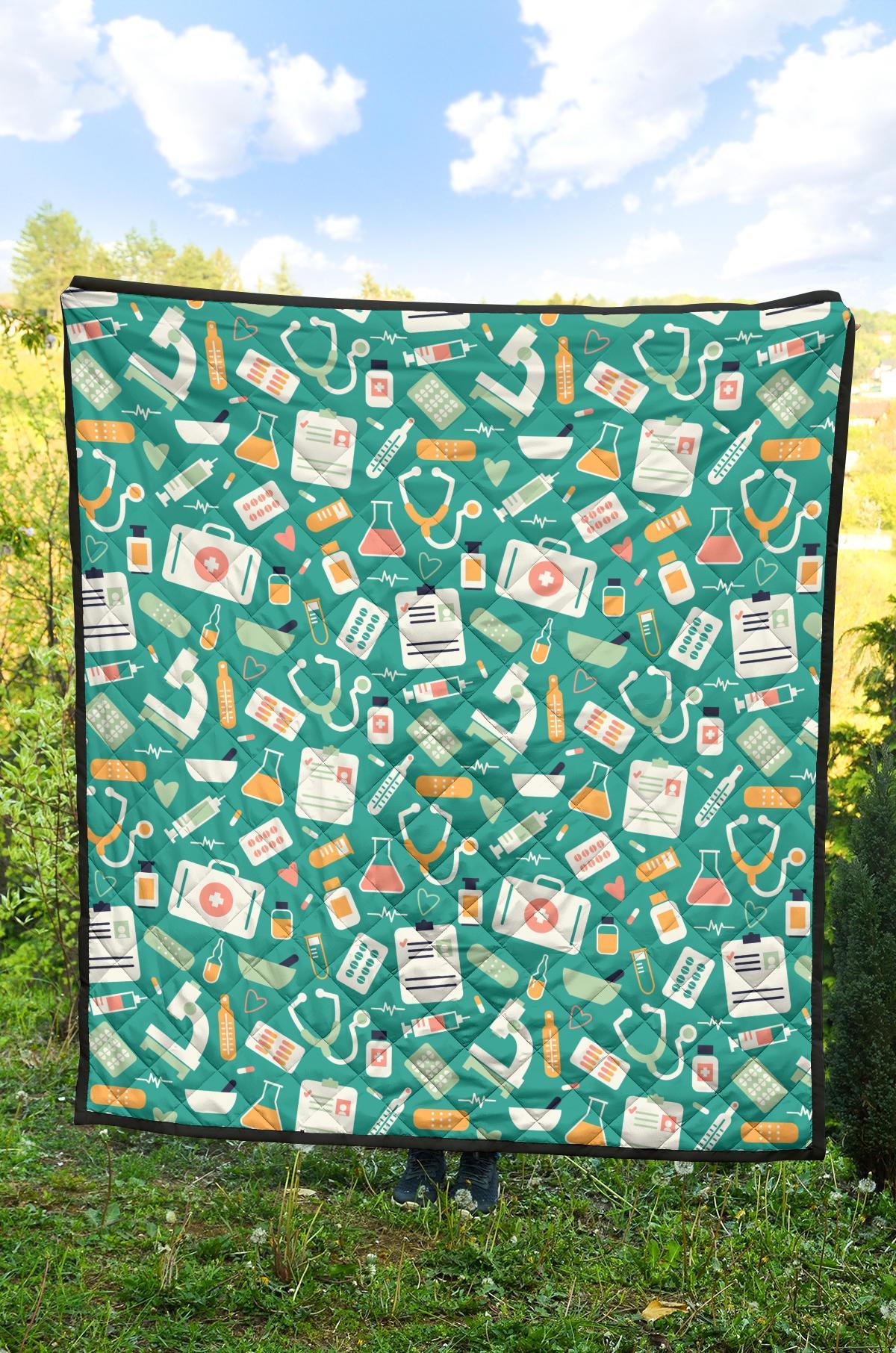 Nurse Pattern Print Quilt-grizzshop