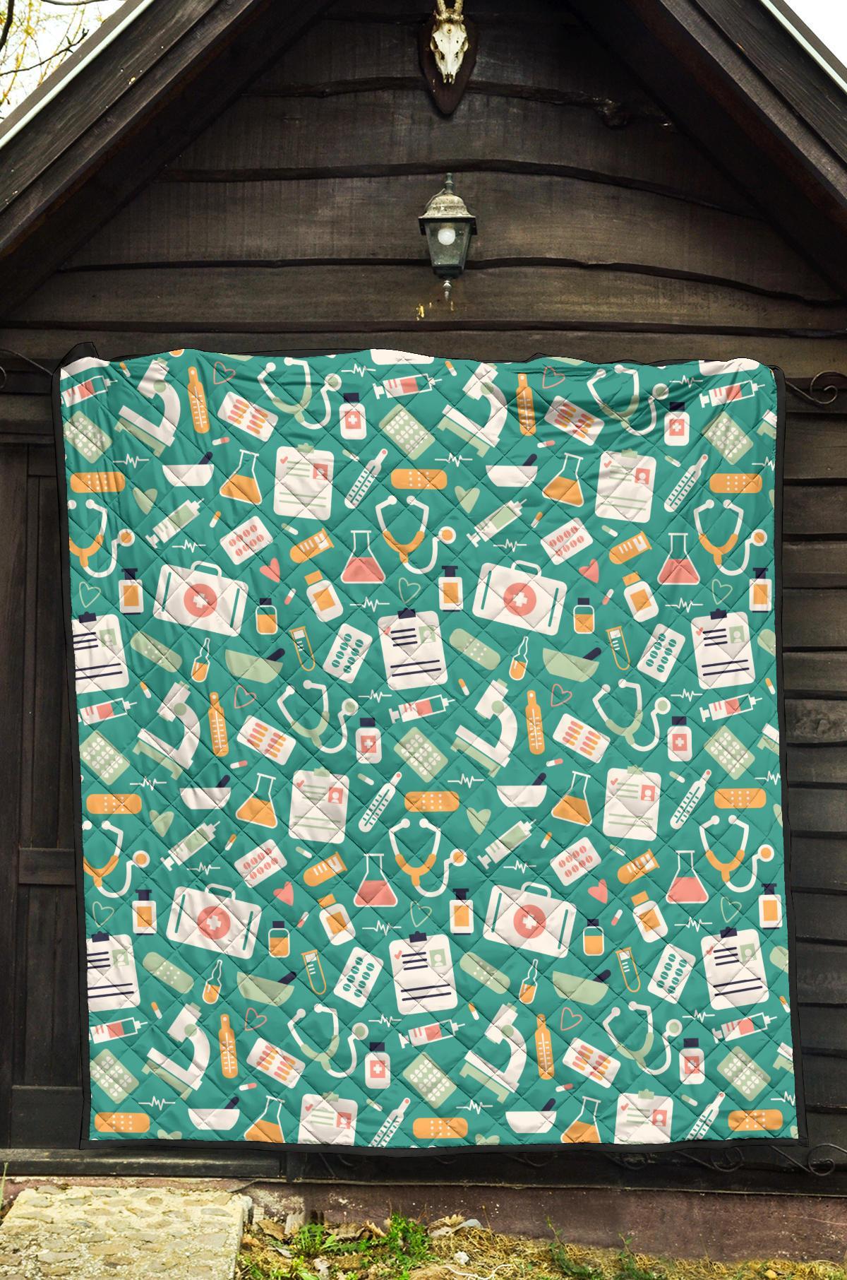 Nurse Pattern Print Quilt-grizzshop