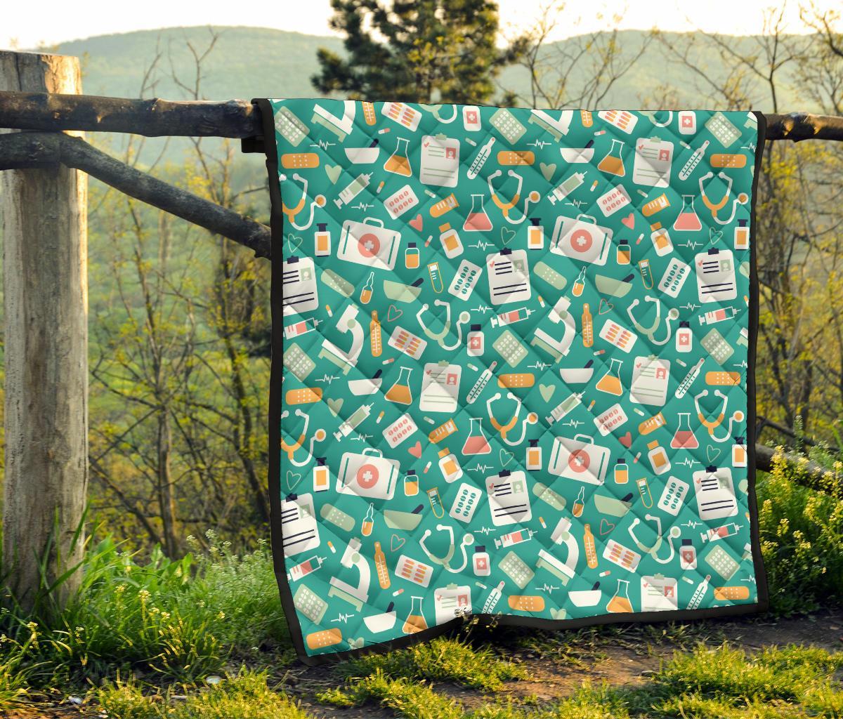 Nurse Pattern Print Quilt-grizzshop