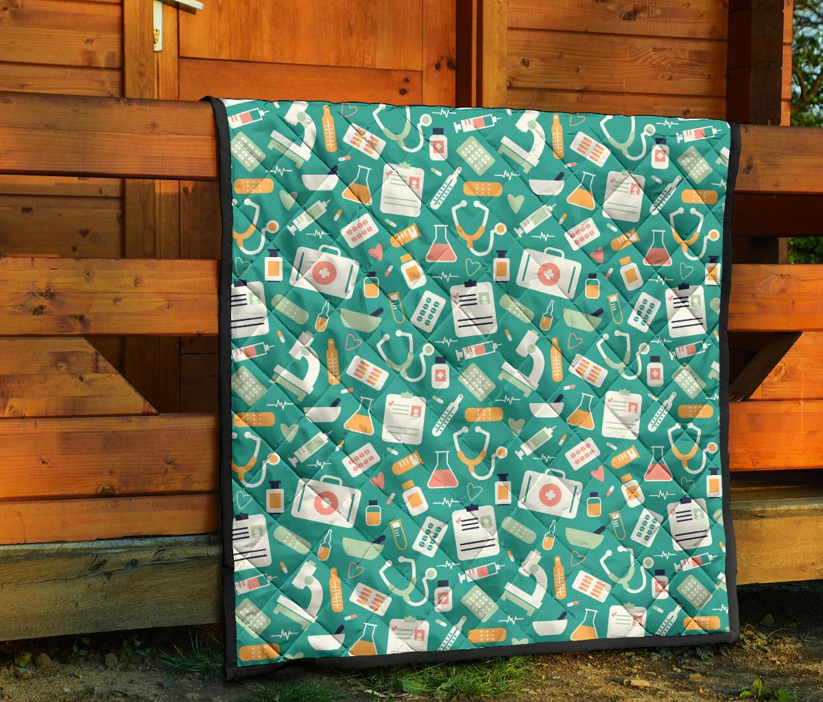 Nurse Pattern Print Quilt-grizzshop