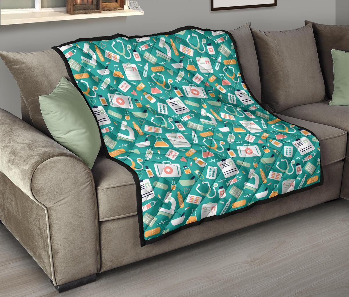 Nurse Pattern Print Quilt-grizzshop