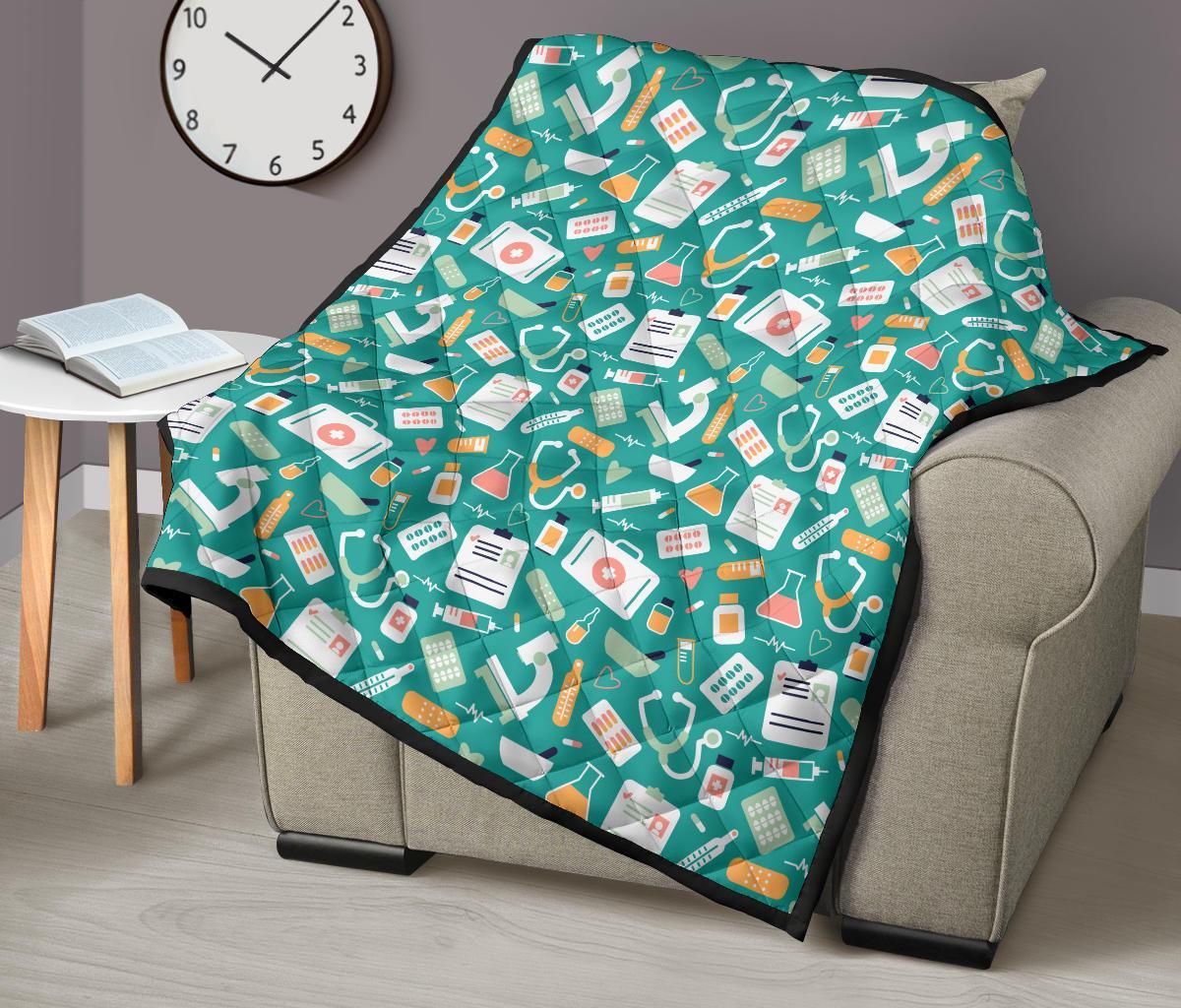 Nurse Pattern Print Quilt-grizzshop