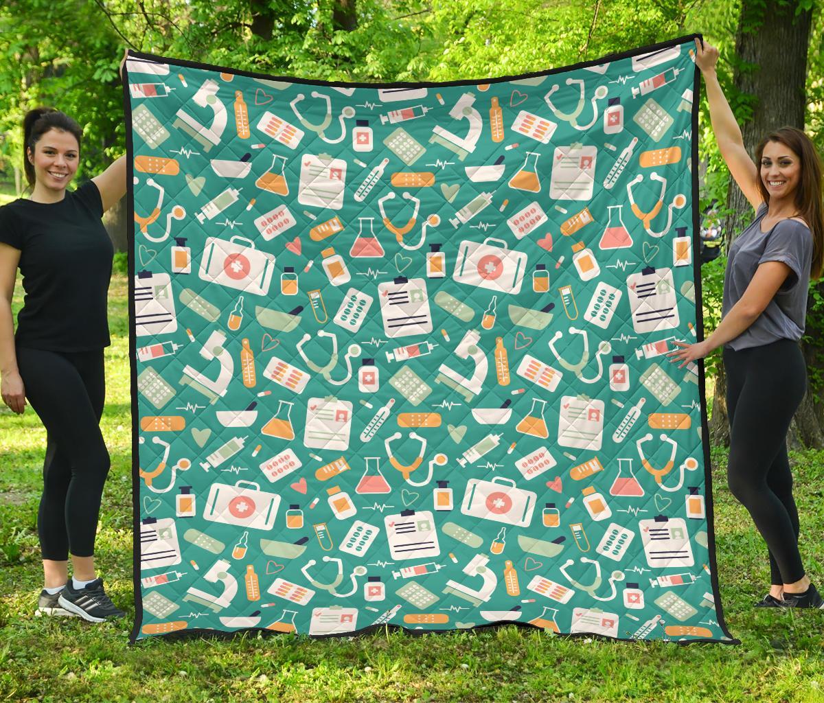 Nurse Pattern Print Quilt-grizzshop