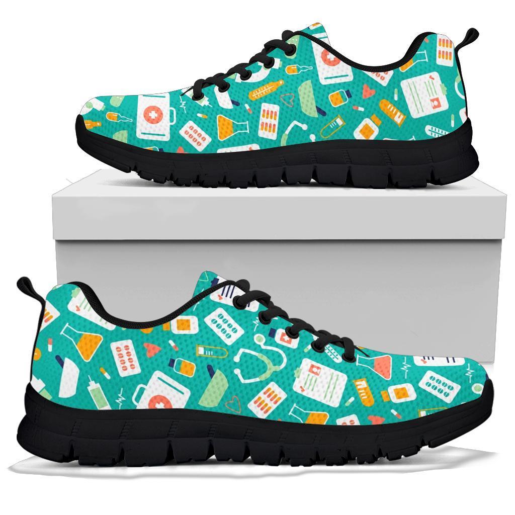 Nurse Pattern Print Sneaker Shoes For Men Women-grizzshop