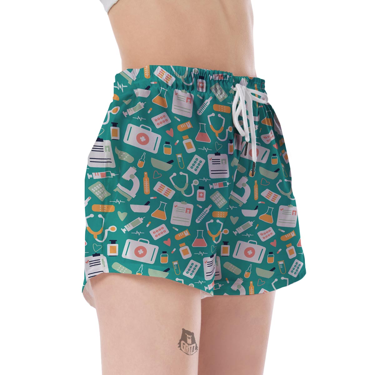 Nurse Pattern Print Women's Shorts-grizzshop