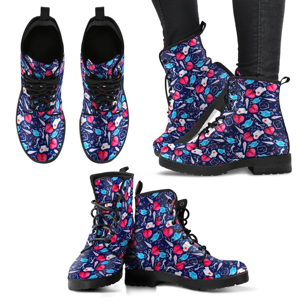 Nurse Pink Heart Women's Boots-grizzshop