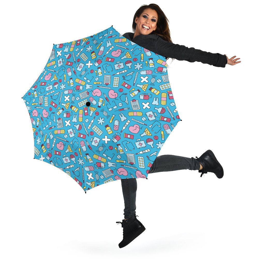 Nurse Print Pattern Automatic Foldable Umbrella-grizzshop