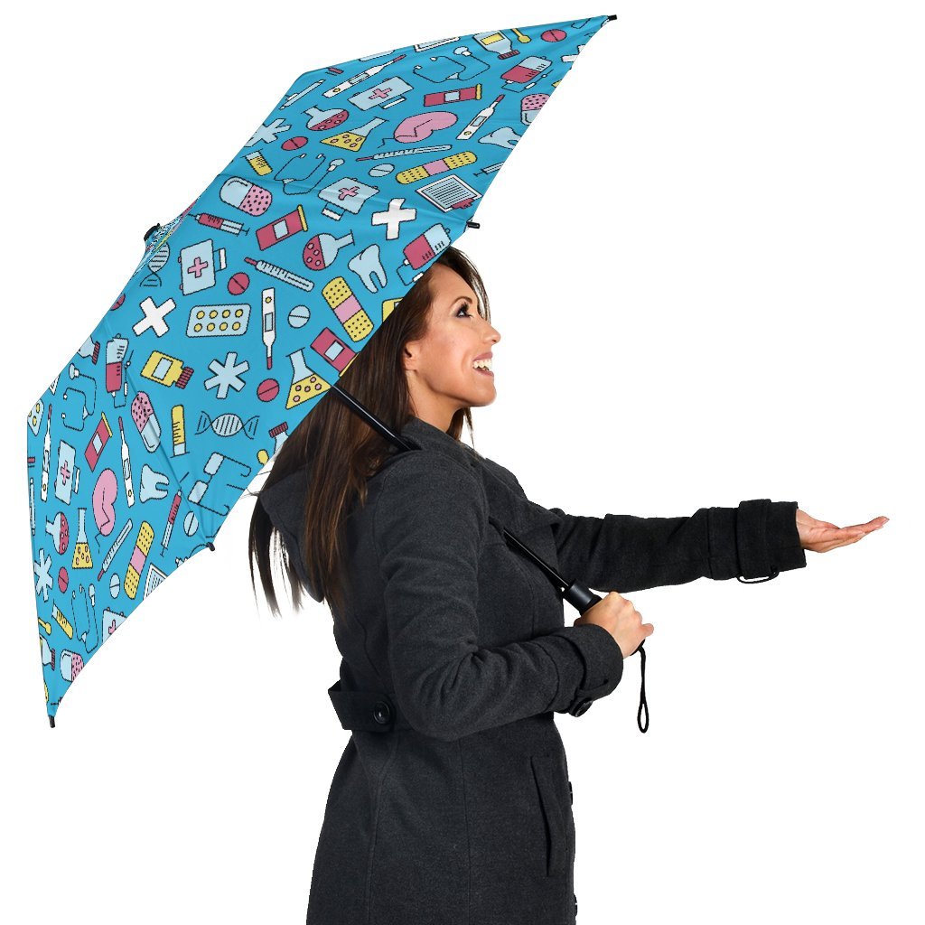 Nurse Print Pattern Automatic Foldable Umbrella-grizzshop