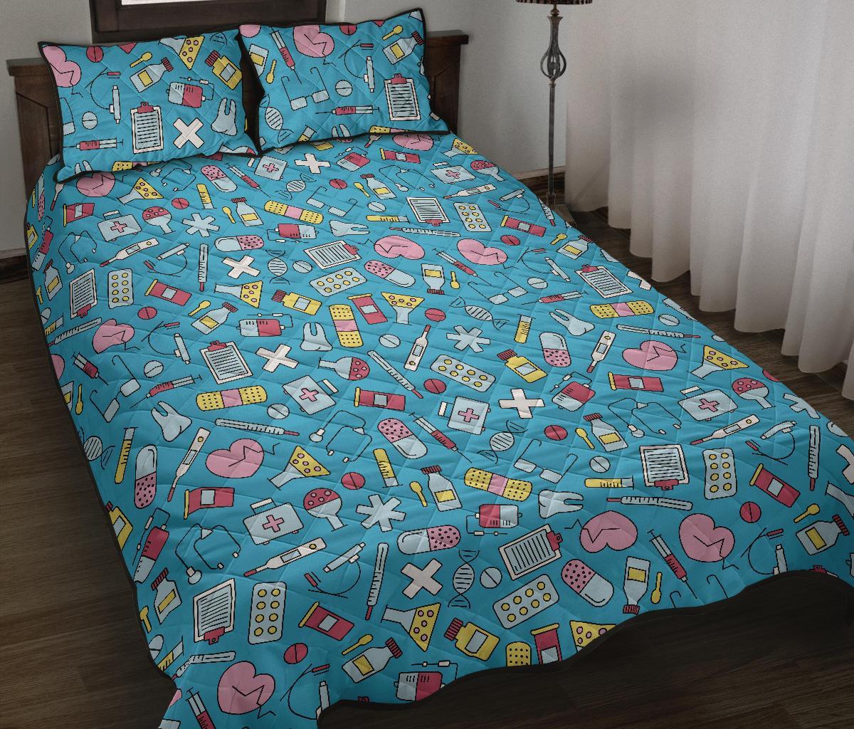 Nurse Print Pattern Bed Set Quilt-grizzshop