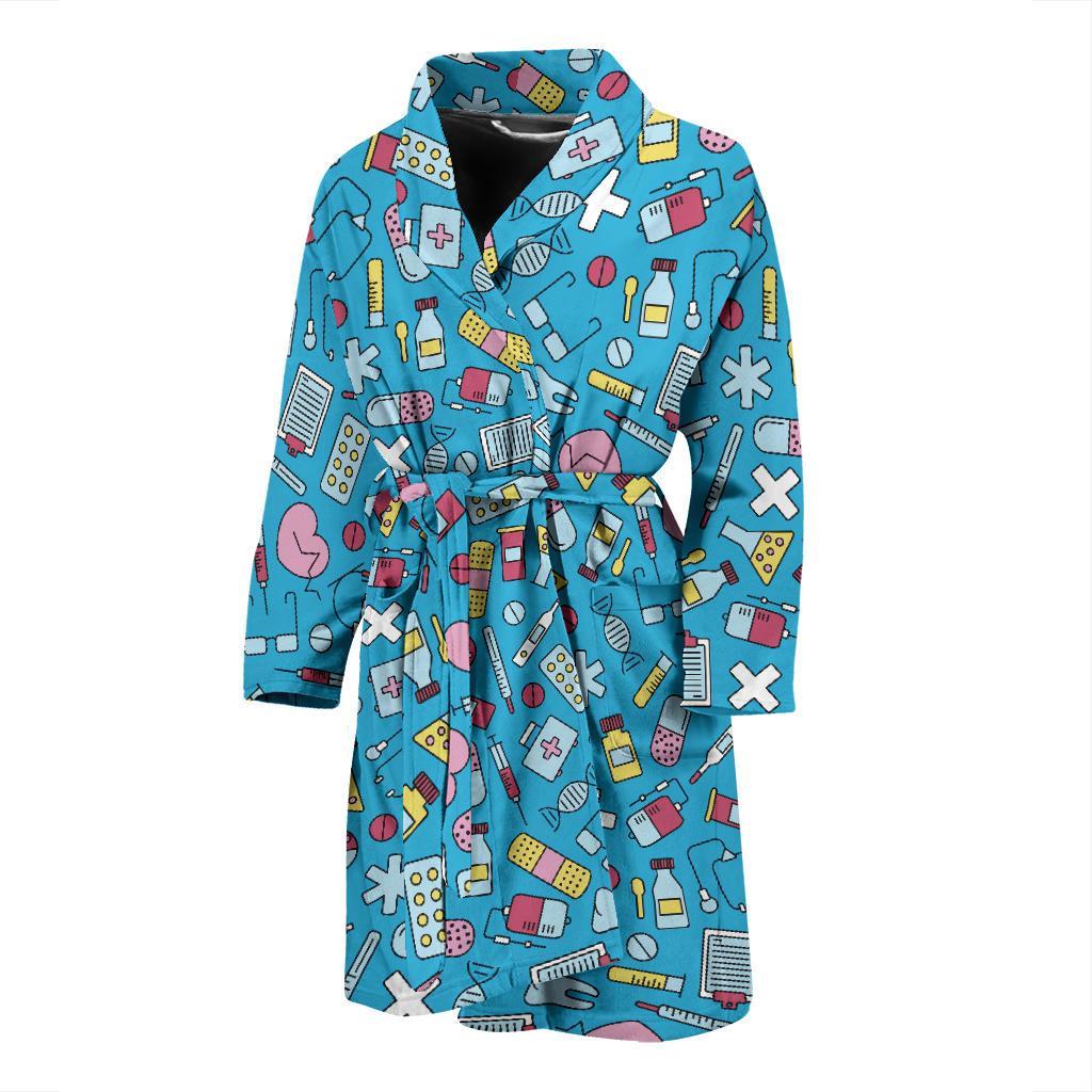 Nurse Print Pattern Men Long Robe-grizzshop