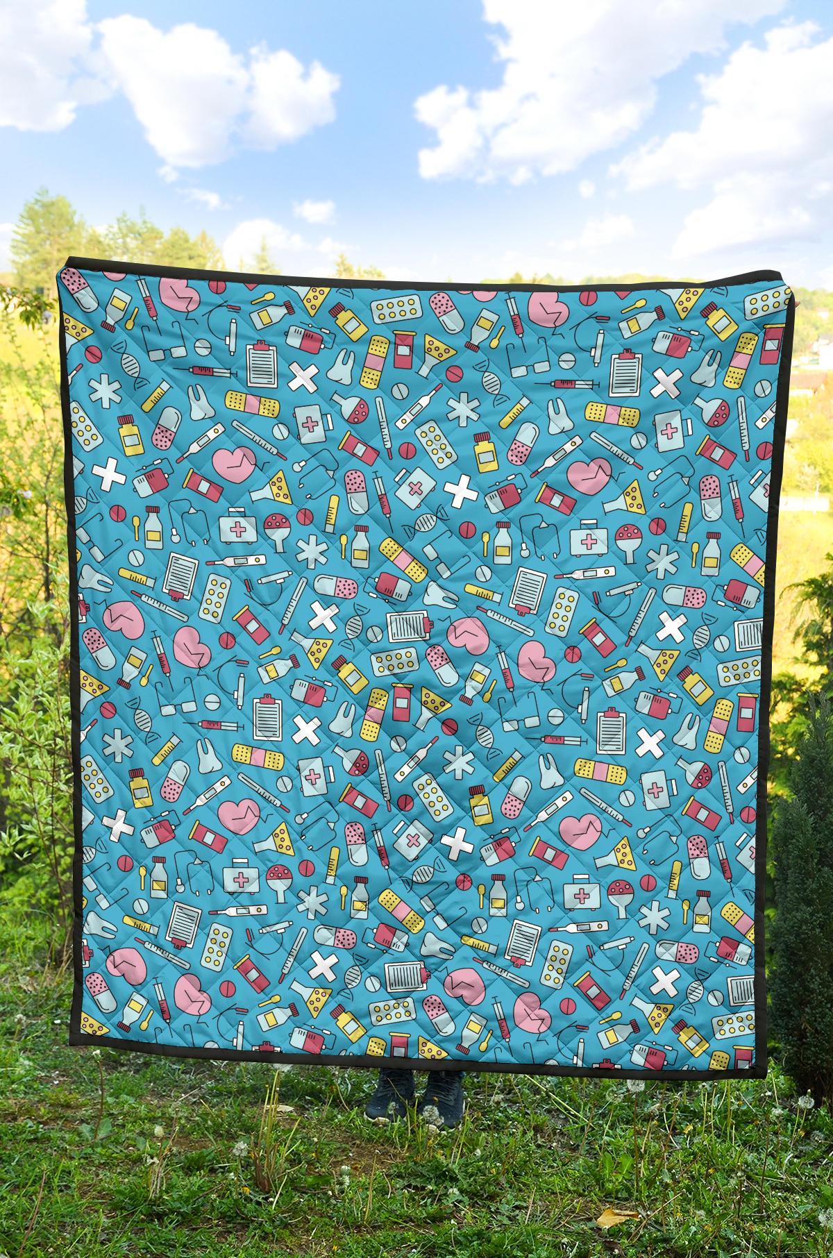 Nurse Print Pattern Quilt-grizzshop