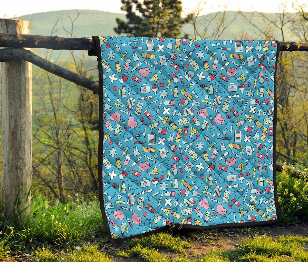 Nurse Print Pattern Quilt-grizzshop