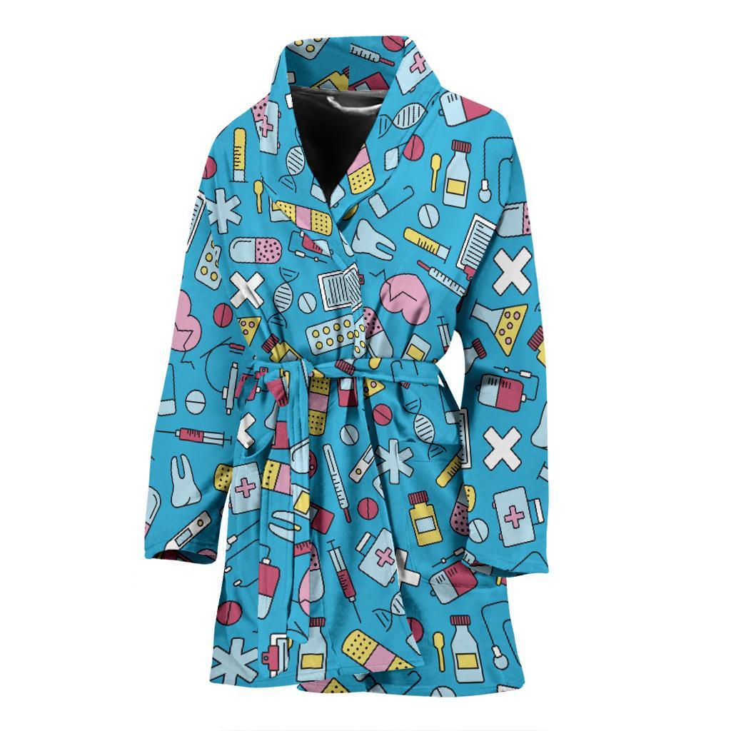 Nurse Print Pattern Women Long Robe-grizzshop