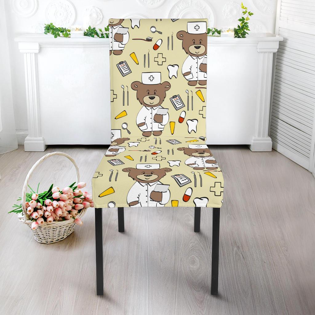 Nurse Teddy Bear Pattern Print Chair Cover-grizzshop