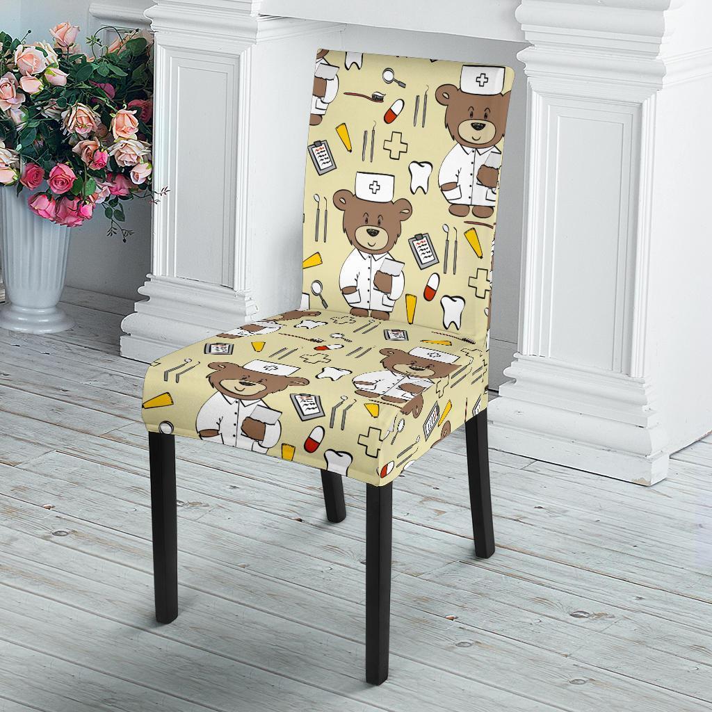 Nurse Teddy Bear Pattern Print Chair Cover-grizzshop