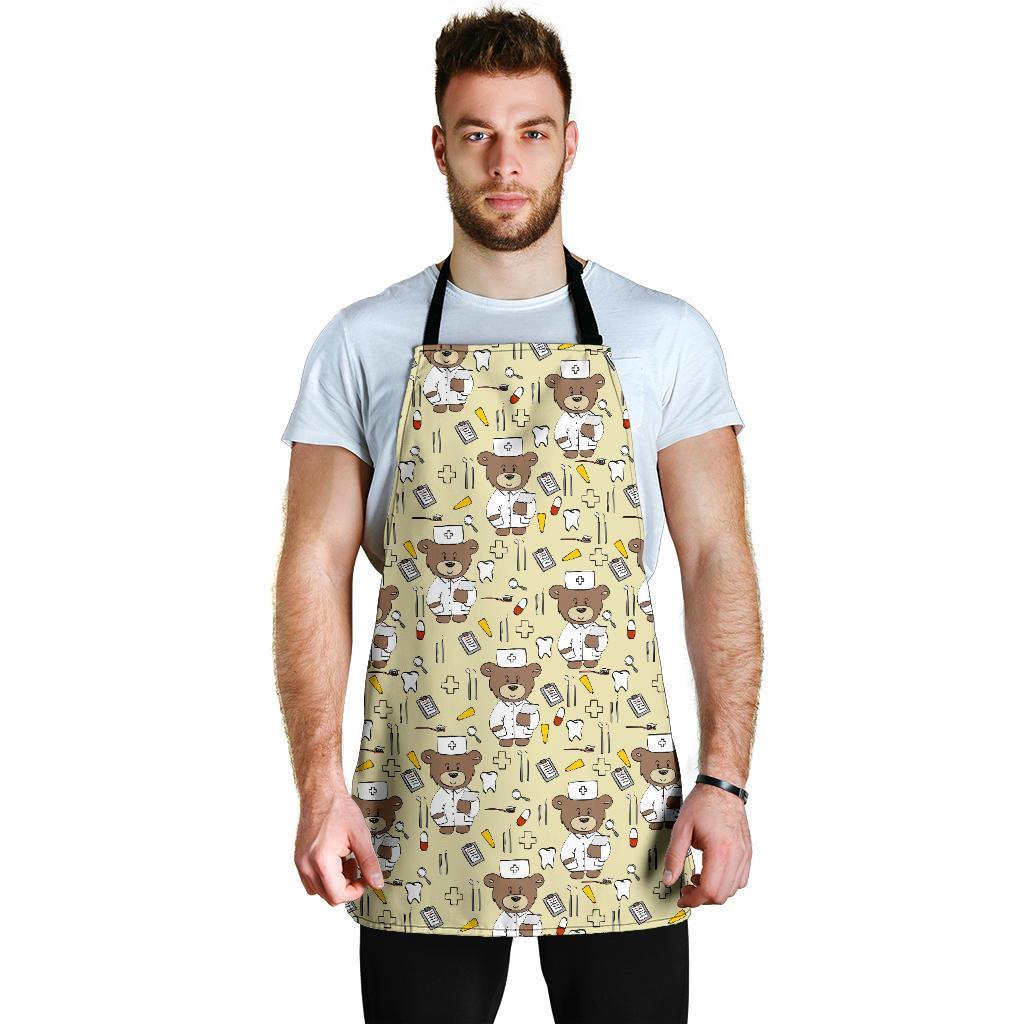 Nurse Teddy Bear Pattern Print Men's Apron-grizzshop