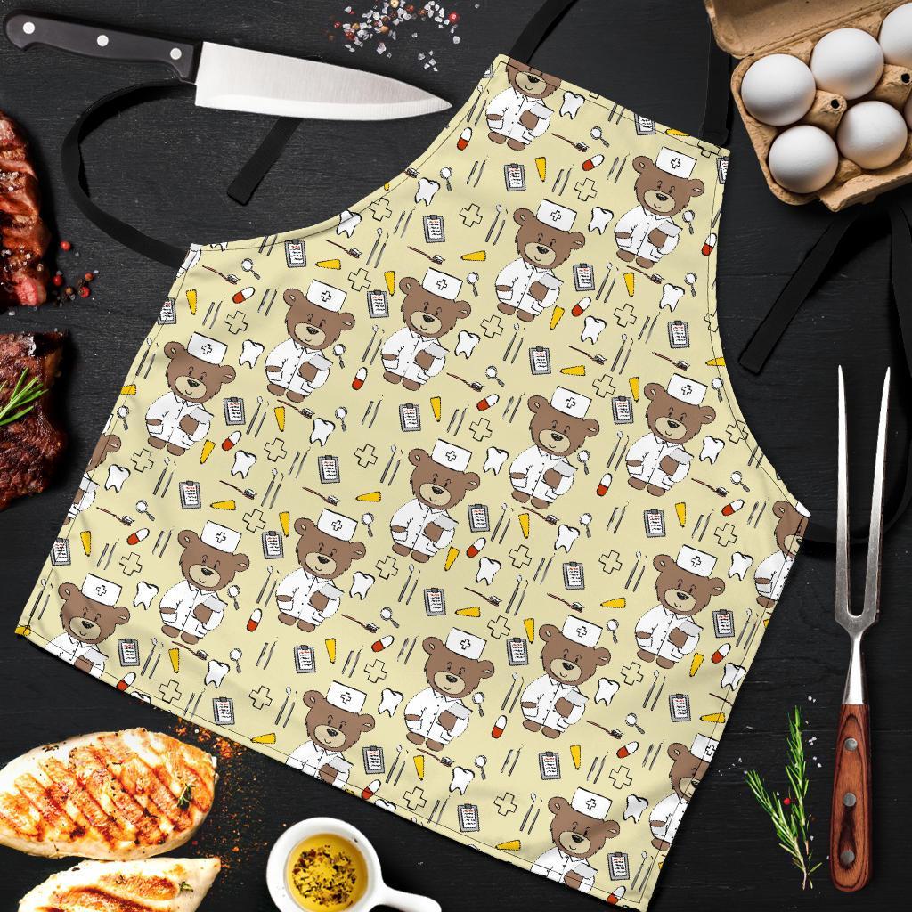 Nurse Teddy Bear Pattern Print Men's Apron-grizzshop