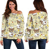 Nurse Teddy Bear Pattern Print Women Off Shoulder Sweatshirt-grizzshop