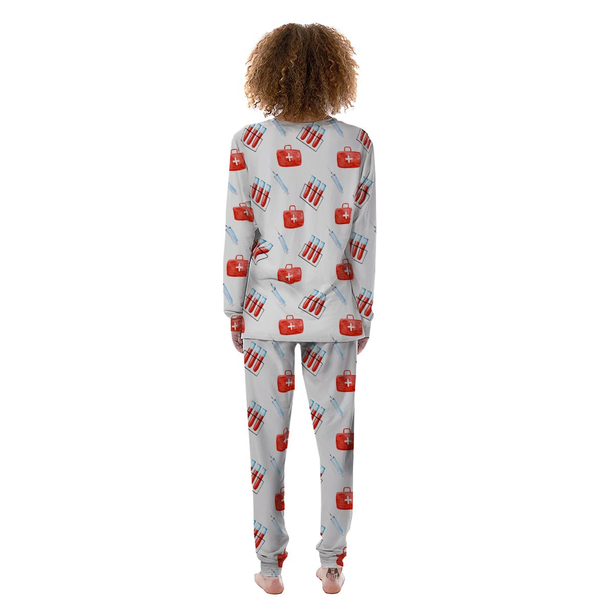 Nurse White And Red Print Pattern Women's Pajamas-grizzshop