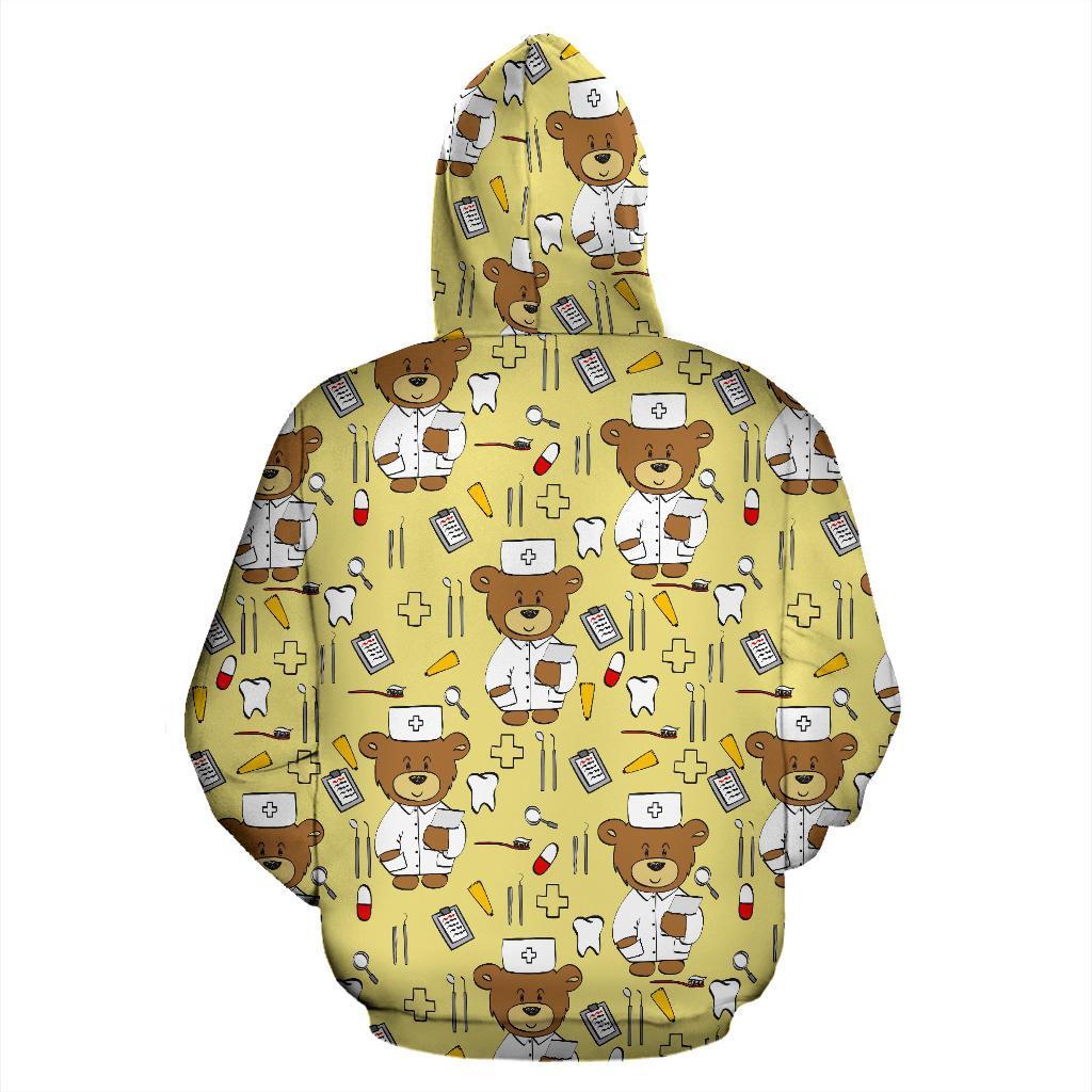 Nurse Teddy Bear Pattern Print Men Women Pullover Hoodie-grizzshop