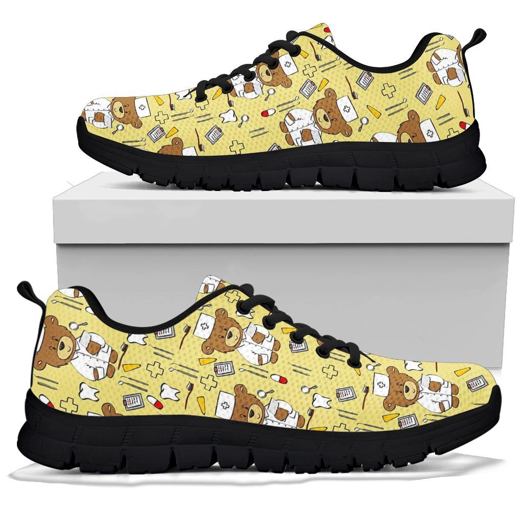 Nurse Teddy Bear Pattern Print Sneaker Shoes For Men Women-grizzshop